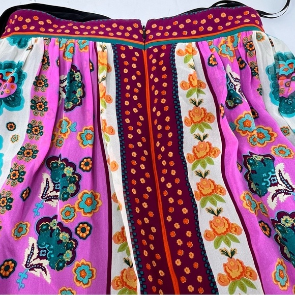 Suzi Chin For Maggy Boutique Silk Halter Dress Size 8P Black V Neck Floral Print - Picture 9 of 13